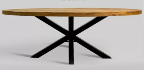  Dining Table Baywood 220x100x76cm Oval Cross Leg