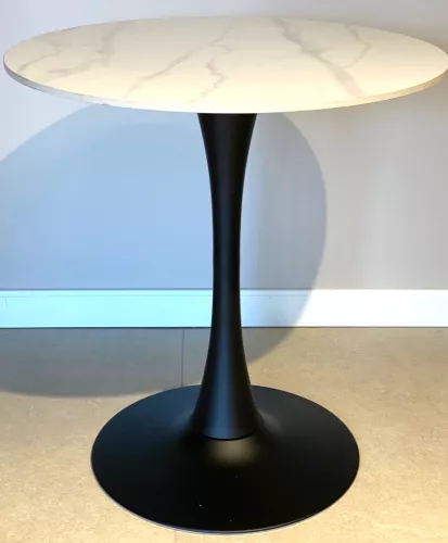 Hikme Ceramic Dining Table Ø70cm (Calacatta & Black)