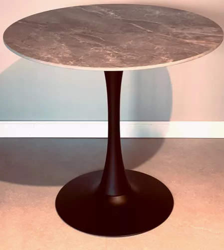 Hikme Ceramic Dining Table Ø80cm (Shadow & Black)