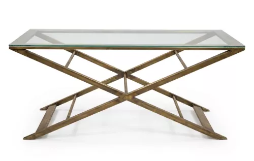  Wall Table Fisher 75x50x160cm Antic Brass / Clear Glass