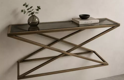  Table Harper 150x40x74cm Clear Glass silver