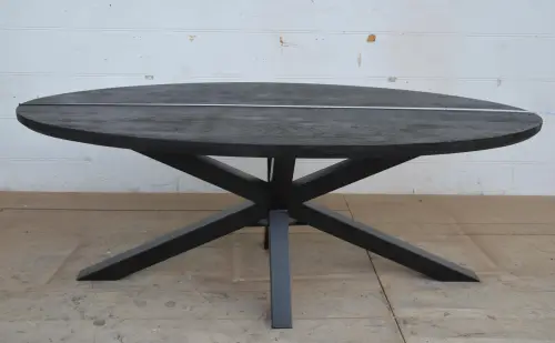  Dining Table Baywood Oval with Swiss edge / Cross Leg