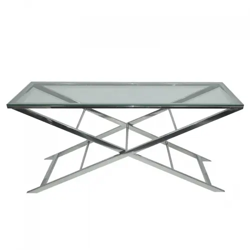 By Kohler  Wall Table Fisher 75x50x160cm With Clear Glass silver (105252)