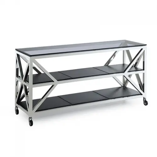  Wall Table Merrick 150x45x75cm Black Glass