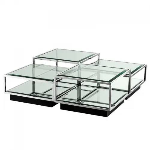 By Kohler  Coffee Table Lennon 130x130x40cm silver Clear Glass/Mirror (114727)