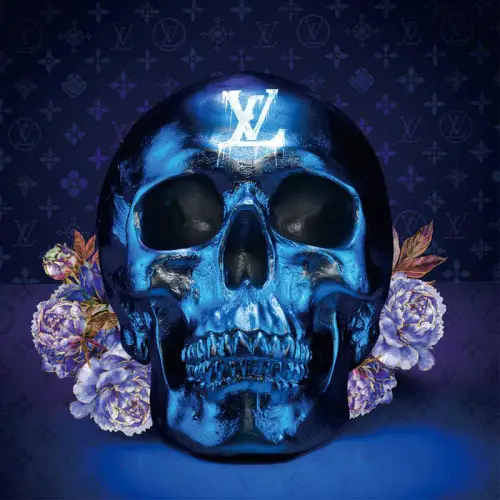 By Kohler  Skull Blue with Flowers - 80x80 cm (114993)