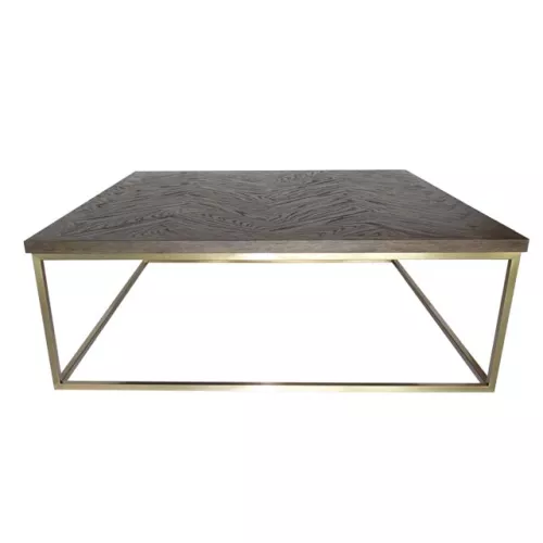 By Kohler  Coffee Table Pitsburg 120x120x42cm Brushed Antique bronze / Top black parquet (202212)