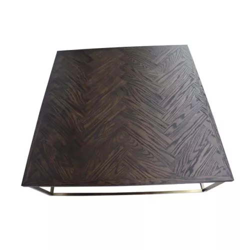 By Kohler  Coffee Table Pitsburg 120x120x42cm Brushed Antique bronze / Top black parquet (202212)